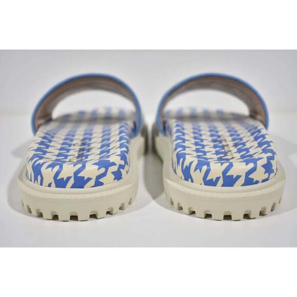 Christian Dior Dway Blue White Logo Houndstooth Slide Mule Flat Flop Sandal 38 - Picture 10 of 12